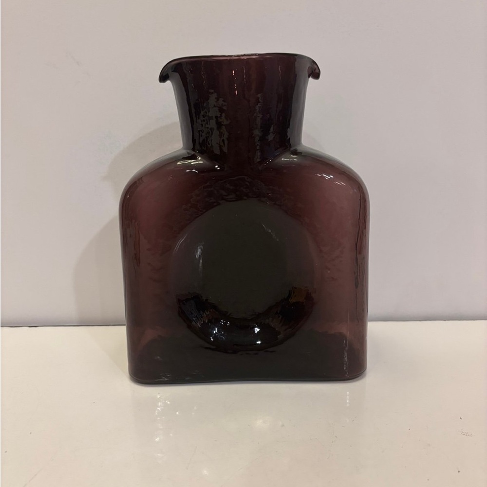 Vintage Blenko Double Spout Water Bottle Pitcher Carafe Purple Amethyst